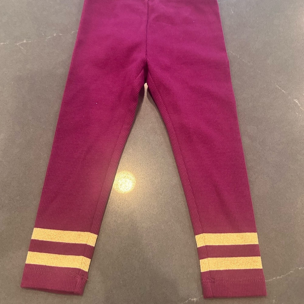 Tea Collection Kids Burgundy and Gold Striped Leggings